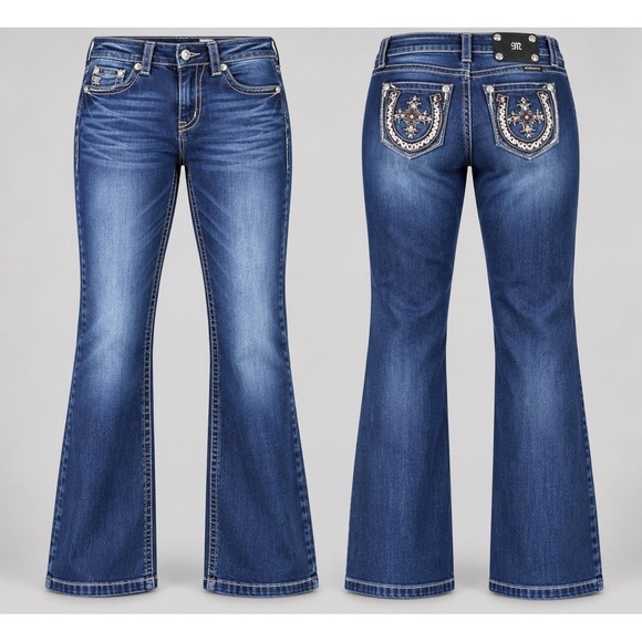 Miss Me Denim - Miss Me Easy Boot Jeans Women's 30x33 Embellished Rhinestone horseshoe cross Y2K